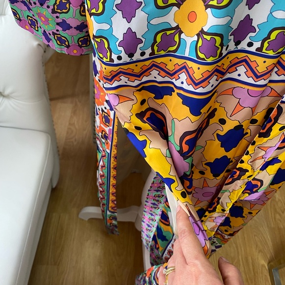 ZARA WOMEN’S MULTICOLORED SATIN EFFECT KIMONO SIZE M - Picture 8 of 10